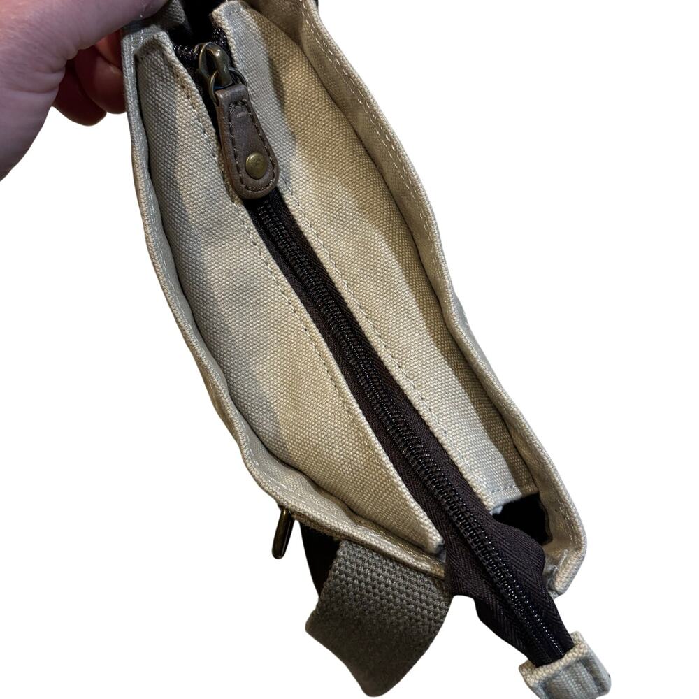 NEW Chala Patch Crossbody Canvas Shoulder Bag Purse Messenger Style Olive Brown - Picture 5 of 8